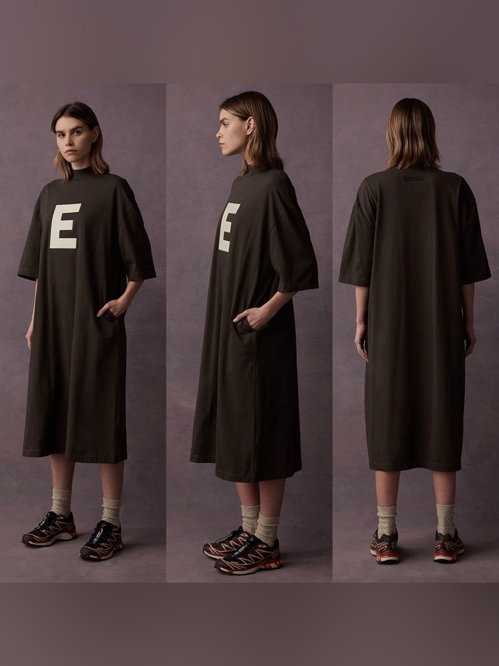 Essential FEAR OF GOD  3/4 T-Shirt Dress midi, Rare